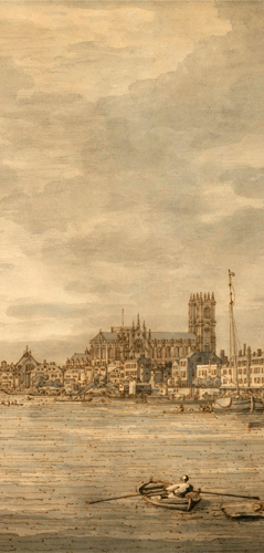 "Caprice avec une église sur un colline" ( vers 1760). Détail. Photo: Valérie Maillard