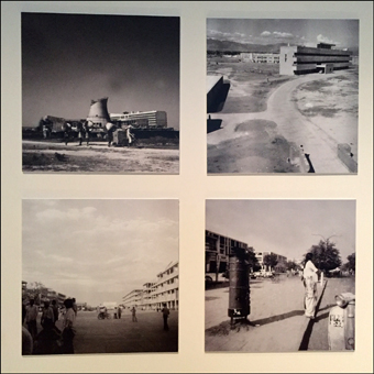 Photos de bâtiments publics à Chandigarh, années 1950-1960. aperçu de l'exposition. Photo: Valérie Maillard